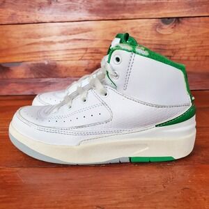 Nike Air Jordan 2 Retro Shoes‎ Toddler 10.5C White Green Sneakers DQ8564-103